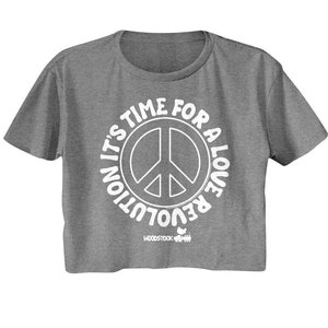 WOODSTOCK Crop Top Peace & Love Revolution Hippie Music Shirt