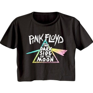 Pink Floyd Women&#39;s Crop Top Shirt Dark Side of the Moon Graphic Tee Rock Band Cropped T-Shirt Festival Concert Casual Cool Clothing