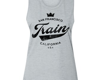 Train Band Women's Tanktop San Francisco California USA Crown Graphic Tee Vintage Alt Rock Band Album Concert Tour Merch Music Group