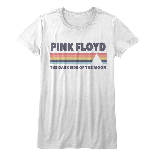 Pink Floyd Womens T-Shirt Prism Dark Side of the Moon White Rock and Roll Tee Music Band Album DSOTM Top Festival Concert Gift For Her