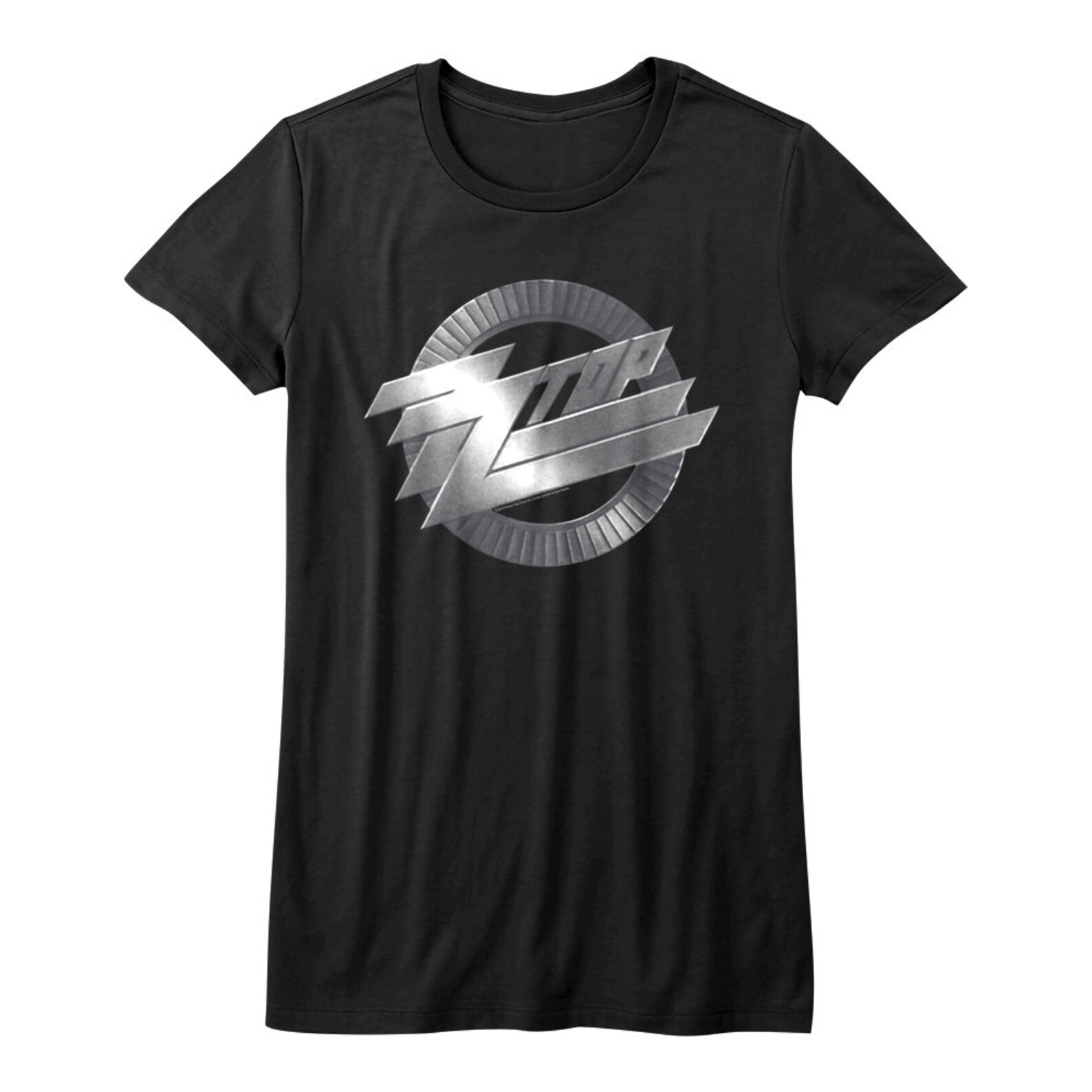 ZZ Top Women's Tshirt Metallic Wheel Logo Black Graphic Etsy