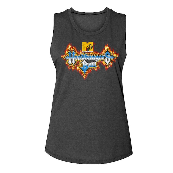 Headbangers Ball Fire Logo Women's Tank Top America Music TV Sleeveless Tee MTV 80s Heavy Metal Show Top Retro Music Concert Fan Tank