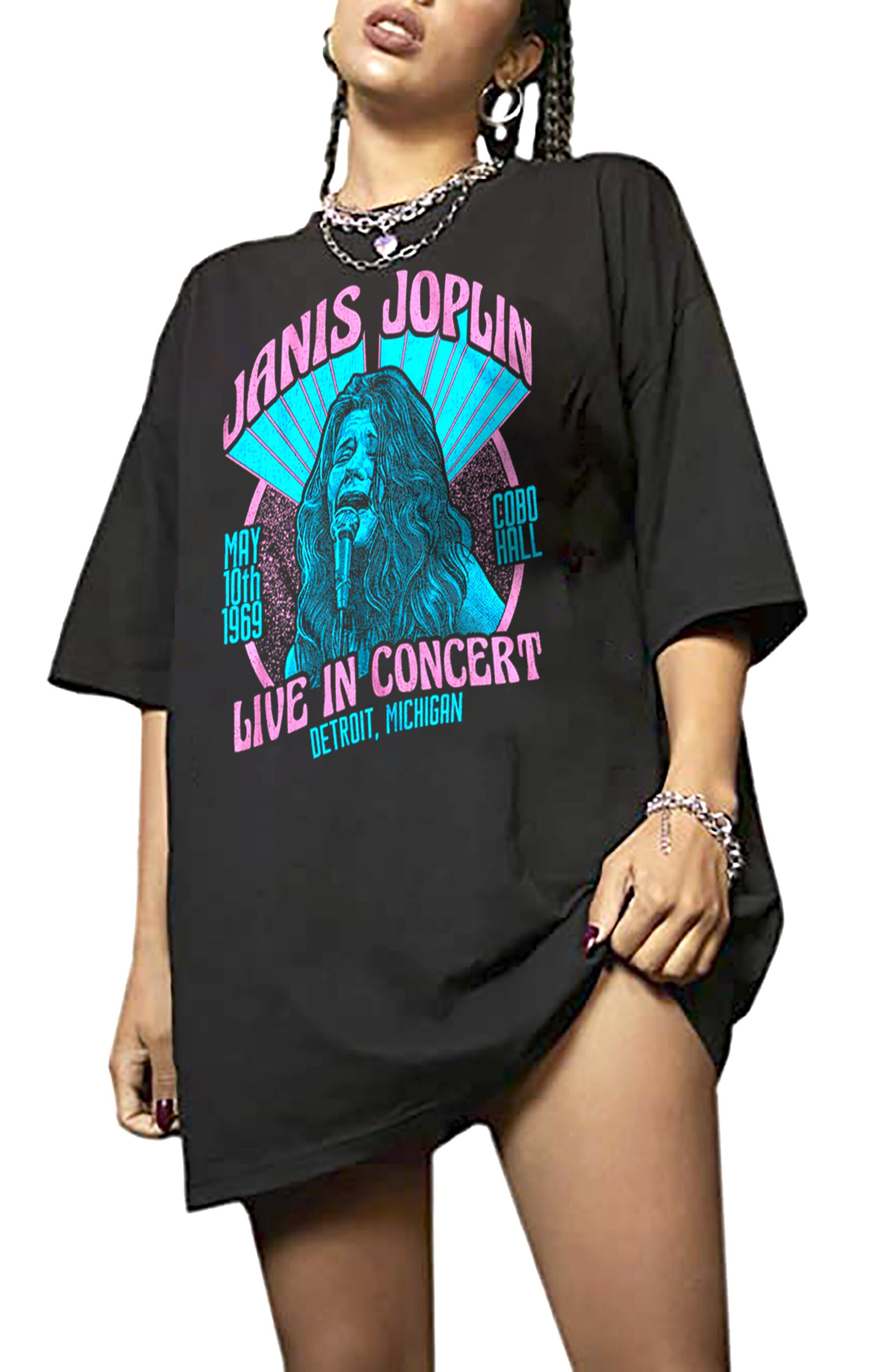 Janis Joplin camiseta de gran tama o para mujer Cobo Hall Detroit