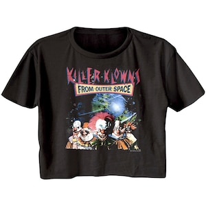 Killer Klowns From Outer Space Crop Top Klowns In Space Women&#39;s Graphic Tee Classic Horror Movie Shirt Clowns Fan Merch Gift For Her