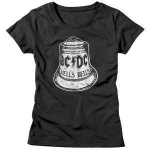 ACDC Women&#39;s T-Shirts Hells Bells Album Cover Black Graphic Tees Heavy Metal Women Concert Merch Vintage Rock Band Top Gift For Her