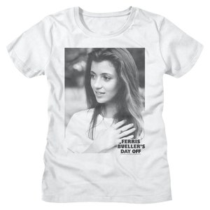 Ferris Bueller Women&#39;s T-Shirt Vintage Sloane Peterson Photo White Graphic Tee Day Off Mia Sara Funny Comedy Movie T-Shirt Gift for Mom