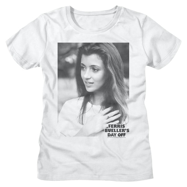 Ferris Bueller Women's T-Shirt Vintage Sloane Peterson Photo White Graphic Tee Day Off Mia Sara Funny Comedy Movie T-Shirt Gift for Mom