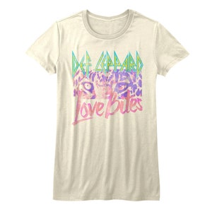 Def Leppard Ladies TShirt Love Bites Leopard Print Eyes Graphic Tee Glam