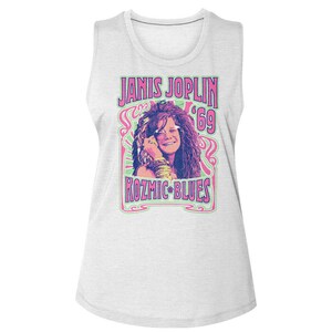 Janis Joplin Women&#39;s Tank Top Kozmic Blues 69 Sleeveless Graphic Tee Rock Legend Concert Merch American Singer Woodstock Muscle Top
