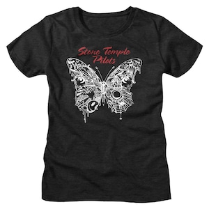 Stone Temple Pilots Women&#39;s T-Shirt STP Butterfly Album 2018 Black Graphic Tees Alt Rock Band Concert Tour Merch Grunge Music