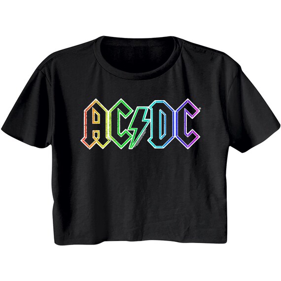 ACDC Crop Top para mujer AC DC Neon Rainbow Logo Camiseta grafica Glam Metal Rock Band Merch Ladies Tops Vintage Concert Camiseta Regalo para ella Etsy Espana