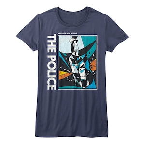 The Police Band Women&#39;s T-Shirt Message in a Bottle Album Cover Graphic Tee 80s Vintage Rock Band Pop Punk Concert Summer Tour Shirt