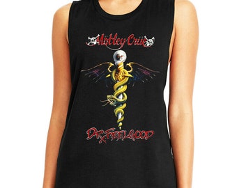 Motley Crue Women's Tank Top Dr Feelgood Album Sleeveless Muscle Top Heavy Metal Band Merch World Tour Concert Merch Cool Summer Tee