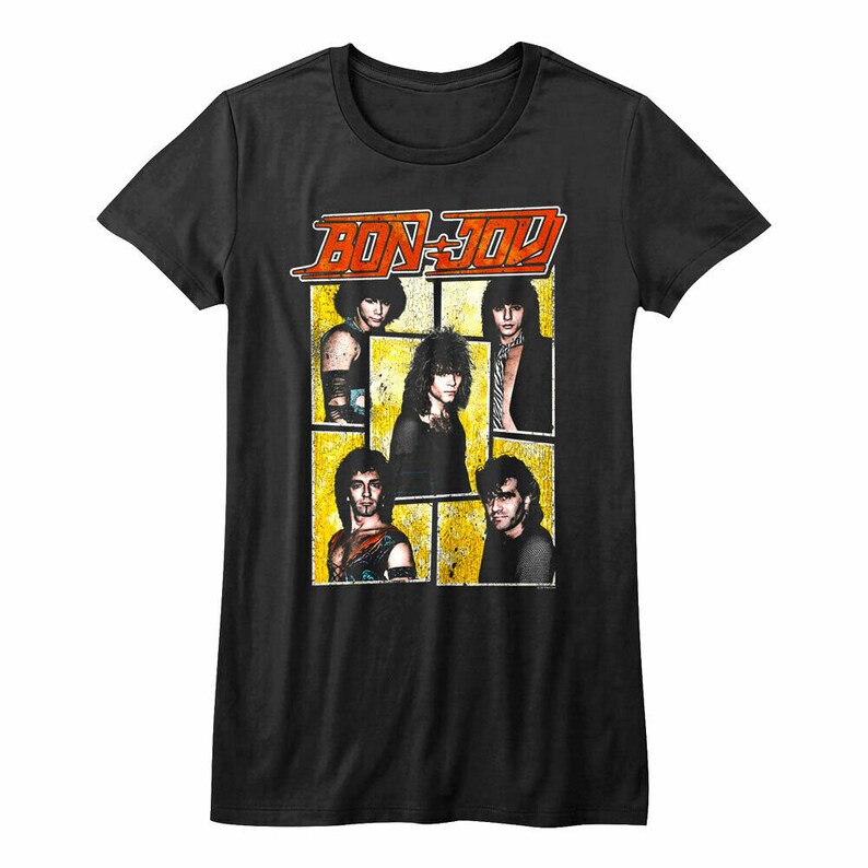 Bon Jovi Womens Shirt Livin On a Prayer Black Tshirt ...