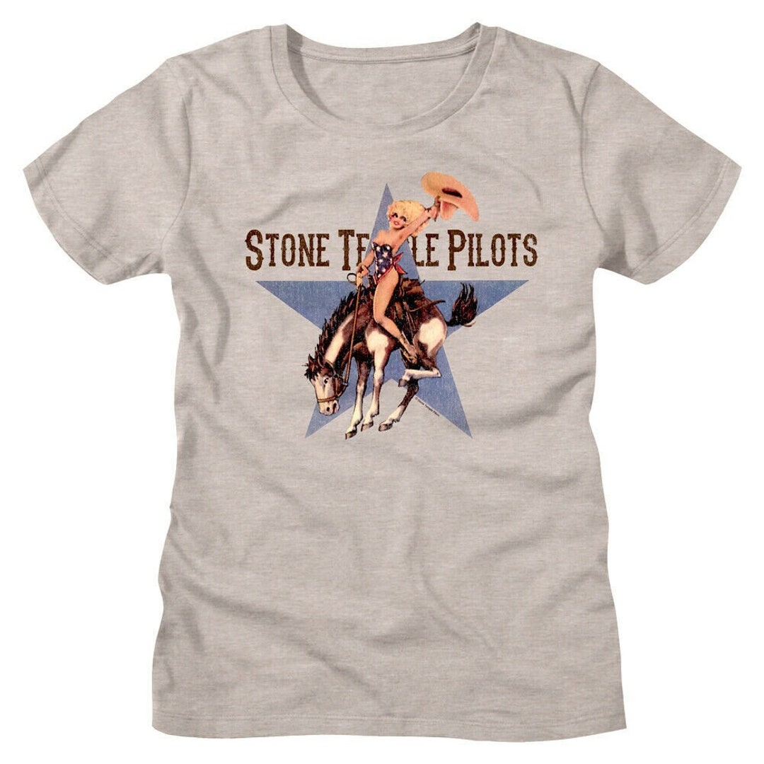 Stone Temple Pilots Women's T-shirt Cowgirl Riding Bronco Graphic