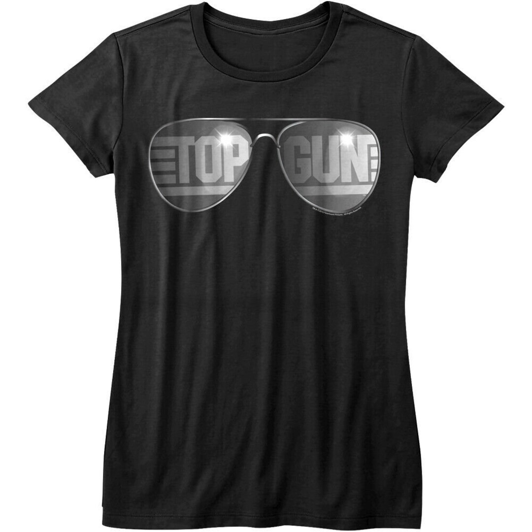 Top Gun Womens Black Tshirt Tom Cruise Aviator Sunglasses Etsy