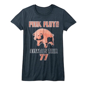 Pink Floyd Womens T-Shirt Animals Tour 77 Navy TShirt Graphic Tees Women&#39;s Clothing Vintage Concert T-Shirt Rock Band Tee Shirt Gift For Her