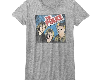The Police Womens T-Shirt Outlandos d'Amour Album Cover Graphic Tee Vintage 80s New Wave Rock Band Concert Tour Merch T-Shirt Top