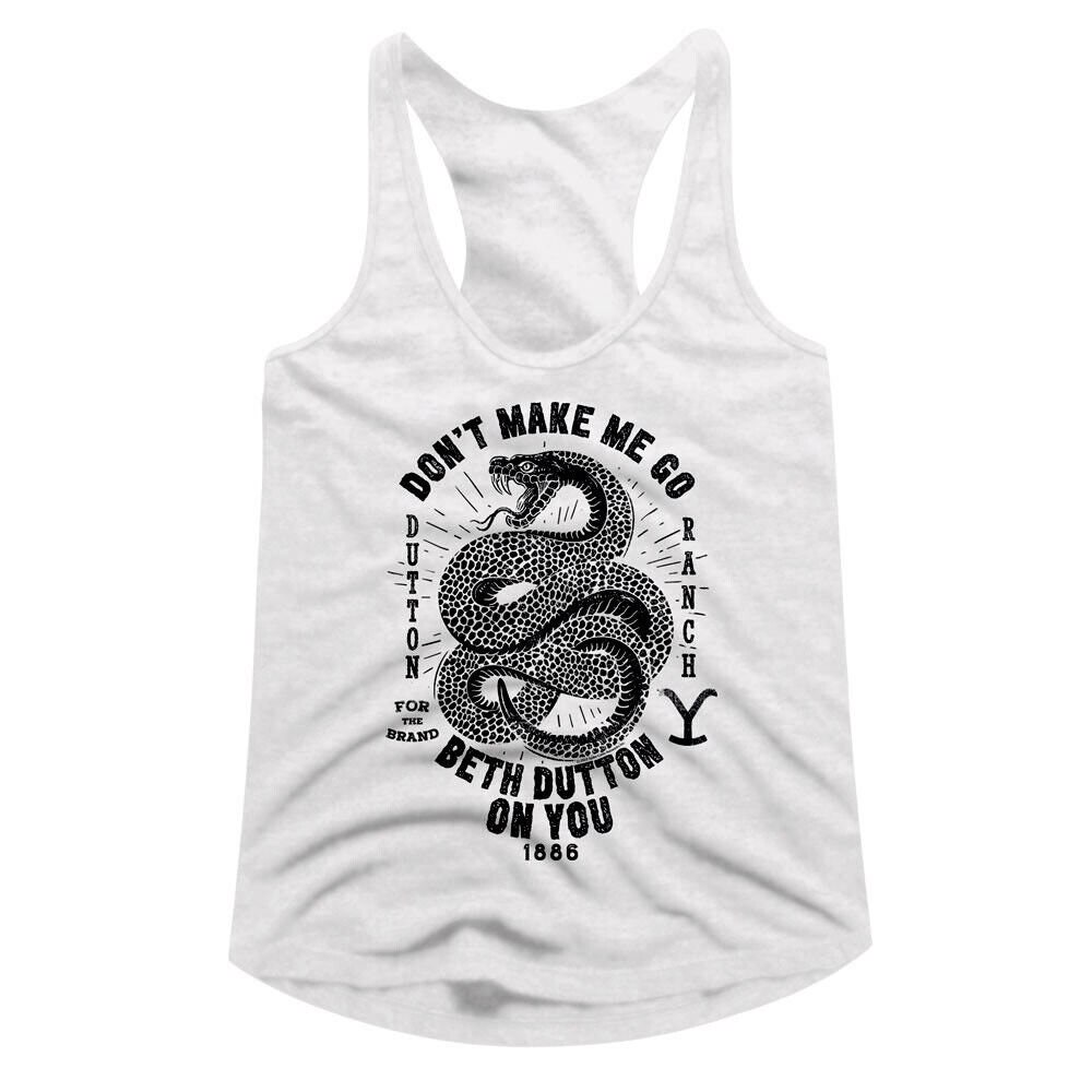 Discover Yellowstone Women's Tank Top | Angry Rattler White Graphic Tee | Don't Make Me Go Beth Dutton on You Sleeveless Merch | Western TV Show Top