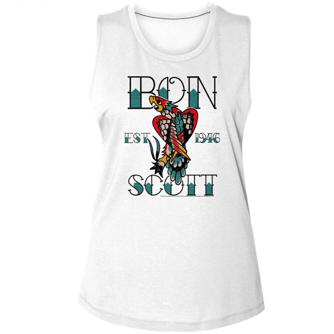 ACDC Bon Scott Parrot Tattoo Women's Tank Top Rock Frontman Concert ...