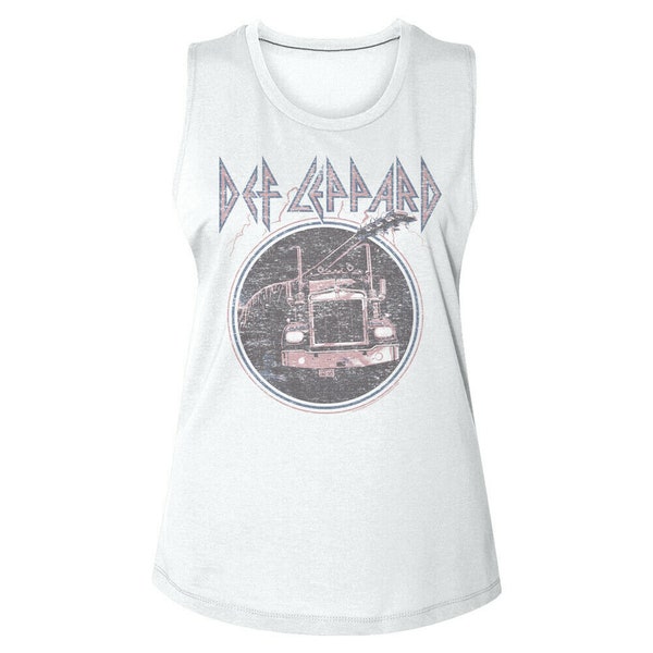 Def Leppard Glam Womens Tanktop On Through The Night Album Graphic Tank Faded Rock Band Concert Tour Shirt Sleeveless Muscle Top Comfy