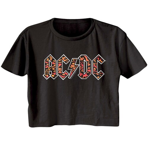 ACDC Women's Crop T Shirt Back in Black Logo Festival Top - Etsy