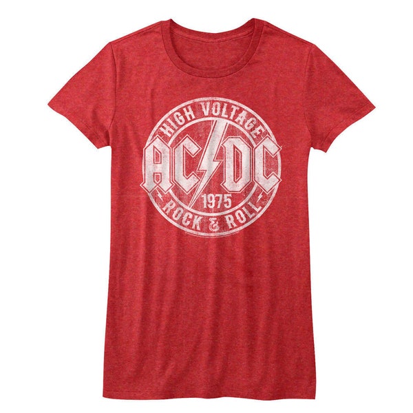 ACDC Womens T-Shirt High Voltage Red Rock Band Tshirt Cool Concert Top Gift For Her Unique