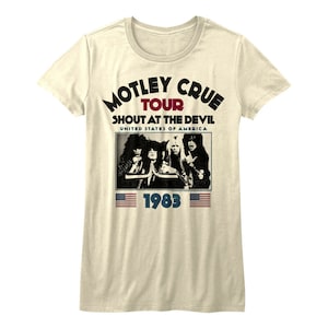 Motley Crue Women T-Shirt Shout at the Devil USA Tour Poster Tee 80s Metal Band Merch Rock n Roll ConcerT-Shirt Ladies Cool Gift