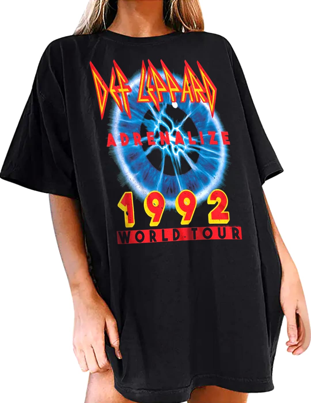 ★大人気商品★ Leppard Def Adrenalize Etsy - T-shirt Oversized 1992 Tour World ミュージシャン