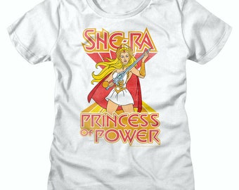 She-Ra Women's T-Shirt Shera Princess of Power Sword Graphic Tee Masters of the Universe Eternia Adora T-Shirt Vintage Cartoon TV Top