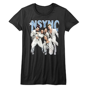 NSYNC Vintage T-Shirt Silver Suits Boy Band Photo Women&#39;s Tee Justin Timberlake Shirt Pop Music Concert Merch Pop Lover Tour Tops