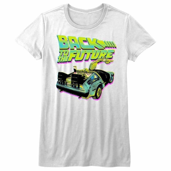 Back to the Future Women's T-shirt Neon Halftone Delorean Car