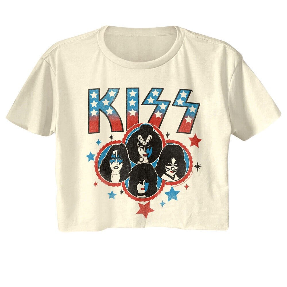 KISS Women's Crop Top All-American Hard Rock Music Band Graphic Tees
