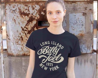 Billy Joel Womens T-Shirt - Long Island 1971 Print - New York Art