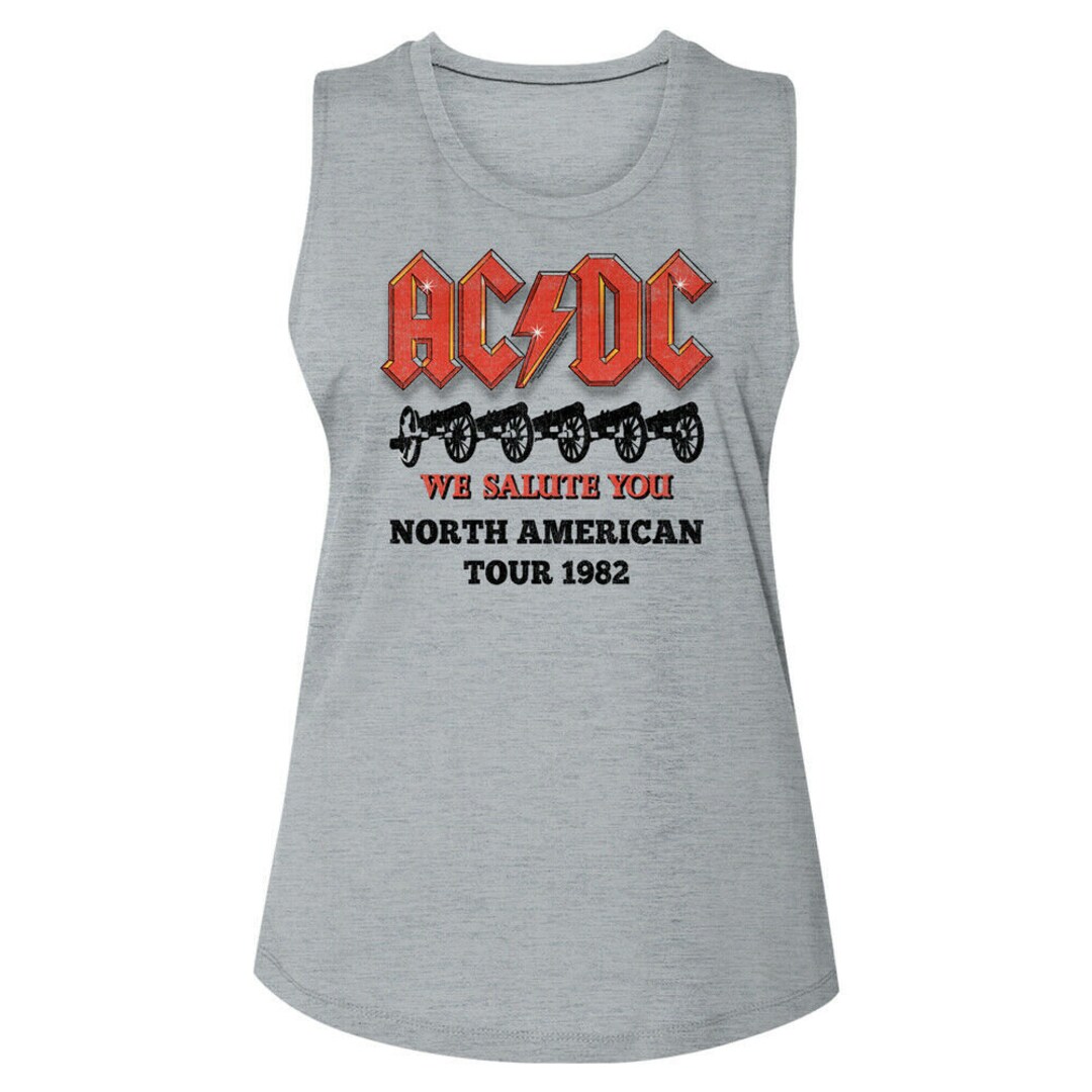 ACDC Women's Tank Top We Salute You Graphic Tee Heavy Metal Band ...