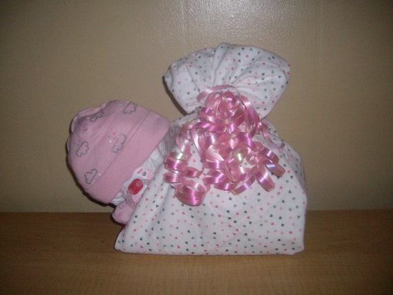 Baby Girl Organic Baby Shower Sleeping Diaper Baby Stork Bundle