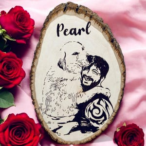 Custom Pet Portrait on Wood, Personalized Pet Memorial Gift, Handcrafted Woodburned Pet Art, Unique Valetine&#39;s Day Gift for Pet Lovers