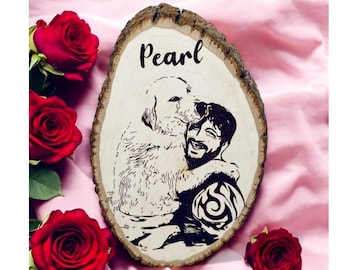 Custom Woodburned Pet Portrait: Personalized Pet Memorial Gift