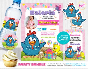 Party Bundle. Girl Party Bundle. Cute Chicken Party. Party Printable. Toddlers Birthday. Party Kit