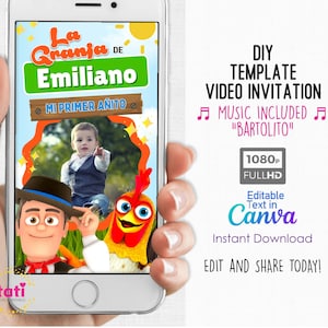 Modelo de convite em vídeo - Convite em vídeo editável - Convite editável de aniversário - Convite em vídeo editável de aniversário - Convite em vídeo