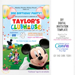 Modèle d'invitation numérique modifiable d'anniversaire.  Invitation à une célébration amusante pour les tout-petits. Carte de texte pour fête d'enfants