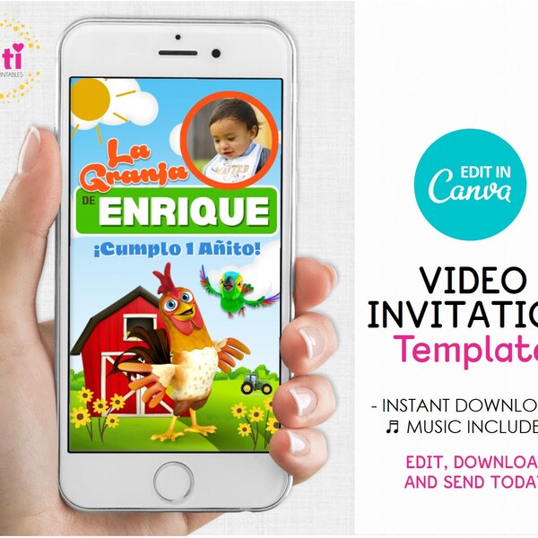 Video Invitation Template - Editable Video Invitation - Birthday Editable Invitation -  Birthday Editable Video Invitation -Video Invitation