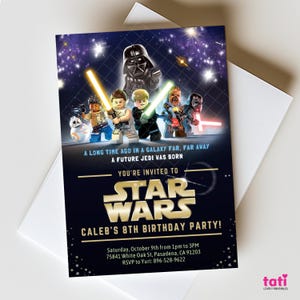 Birthday Editable Digital Template Invitation. Galaxy Jedi Celebration Invite. Kids Teens Party Text Card. Tags and Round Labels image 3