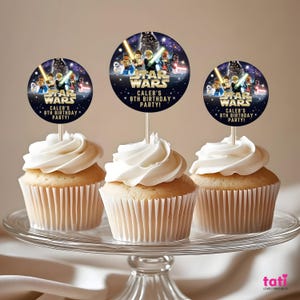 Birthday Editable Digital Template Invitation. Galaxy Jedi Celebration Invite. Kids Teens Party Text Card. Tags and Round Labels image 6