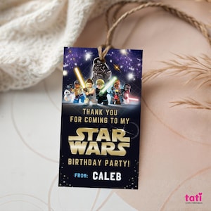 Birthday Editable Digital Template Invitation. Galaxy Jedi Celebration Invite. Kids Teens Party Text Card. Tags and Round Labels image 5