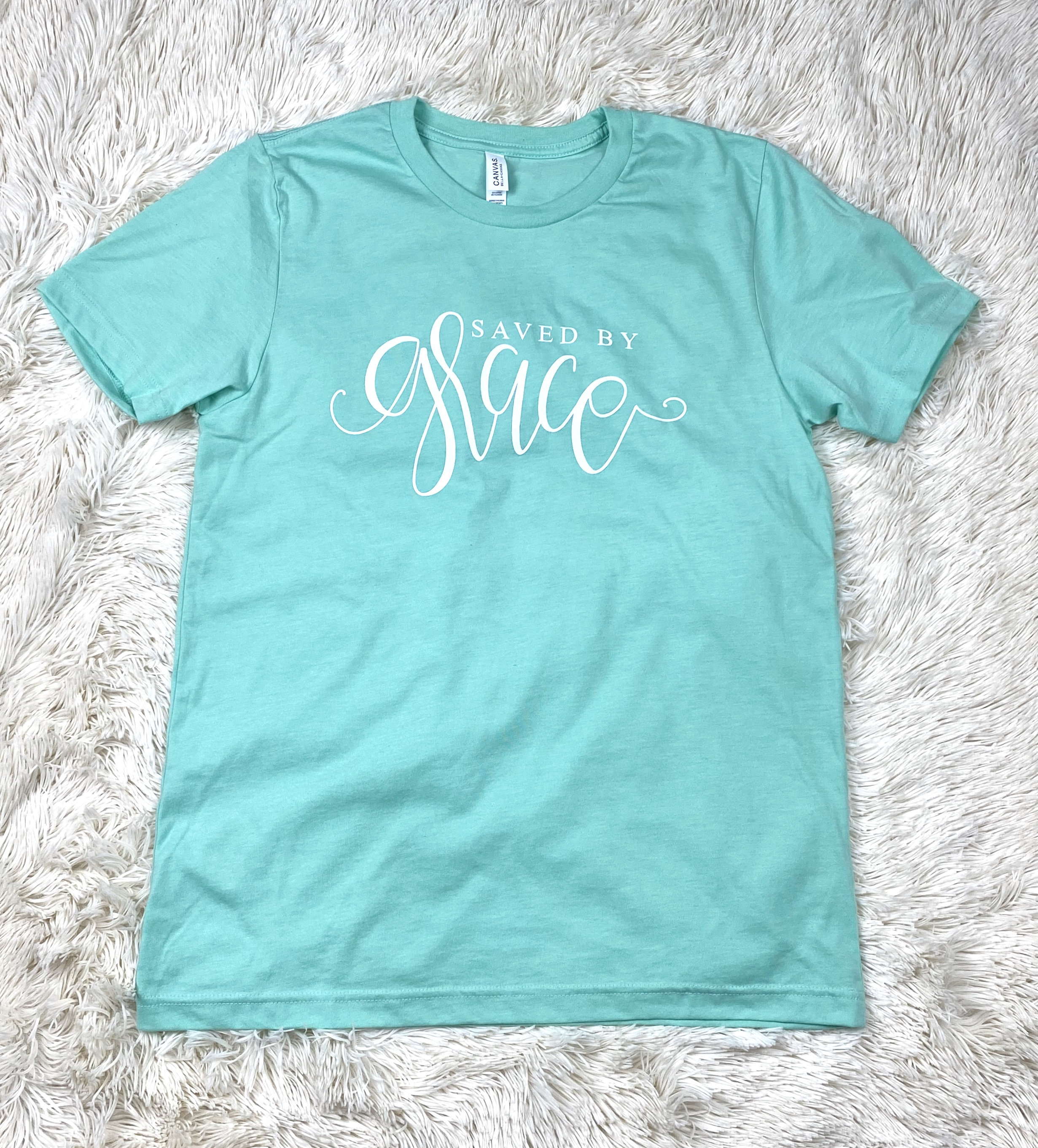 Saved By Grace Tee Heather Mint Green T-Shirt by Buttermilk | Etsy