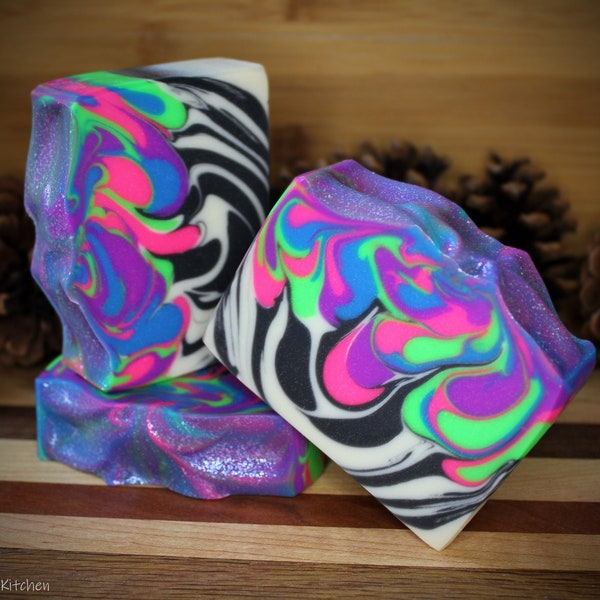 Handcrafted Soap | Berry Bright - Hand & Body Coconut Milk Artisan Soap, Berry Scent, Neon, Detergent Free Skin Care