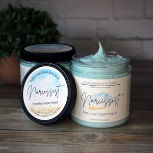 Foaming Sugar Scrub | Narcissist - 8oz Whipped Soap Scrub, Non-greasy and rinses clean, Sugar Whipped Soap, Sugar Body Scrub