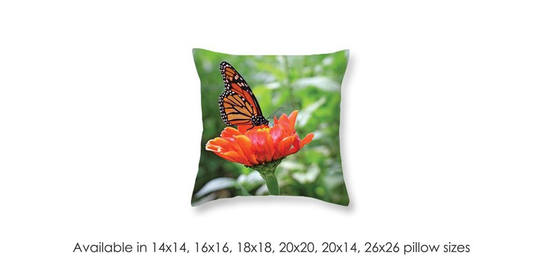 decorative pillow throw pillow designer pillow butterfly and flower pillow gift for her Monarch Butterfly Pillow pillow case