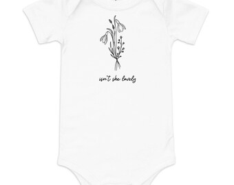 Isn't She Lovely - January Birth Flower - Snow Drop - Baby short sleeve one piece